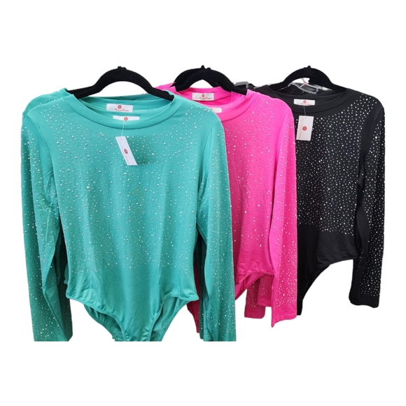 Fierce Teal Rhinestone Bodysuit - Picture 7 of 8